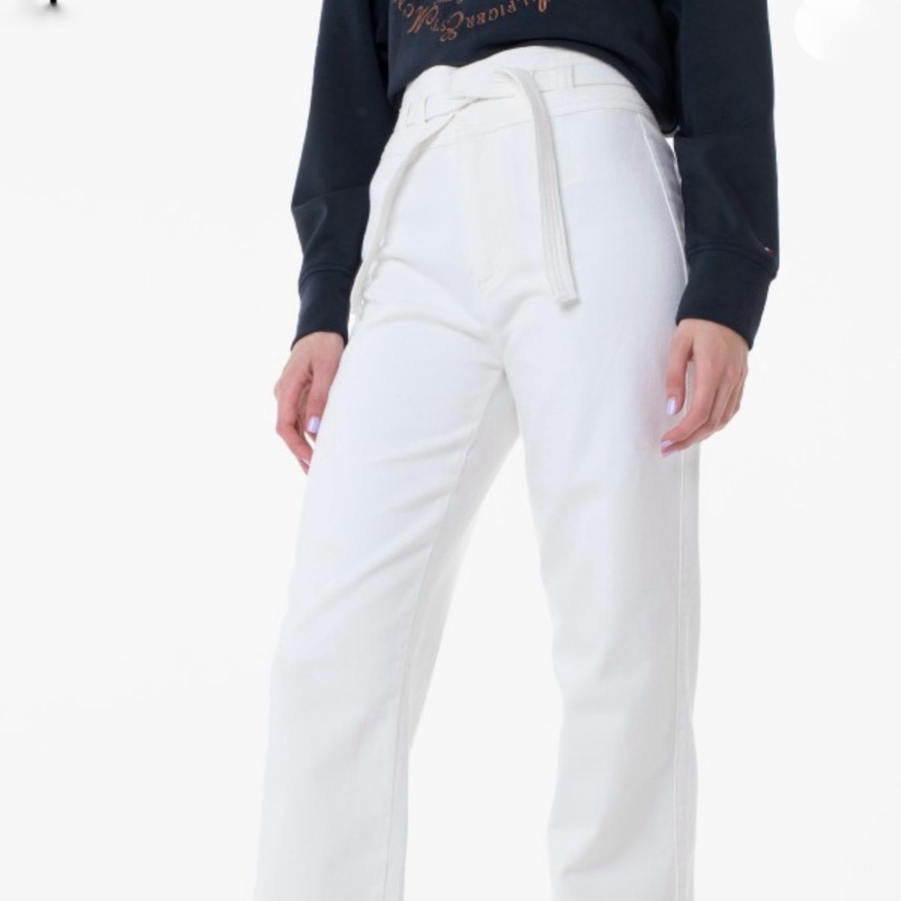 Tommy Hilfiger White Relaxed Straight Leg High Waist Pant Size 27